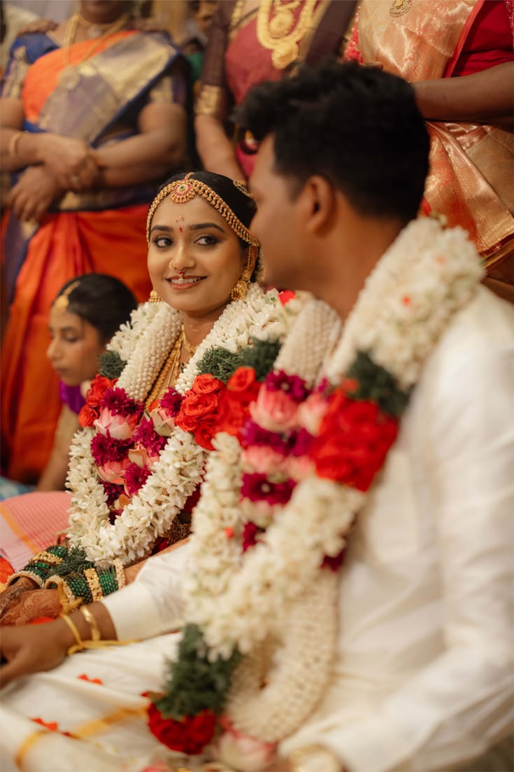 Bride looking at groom